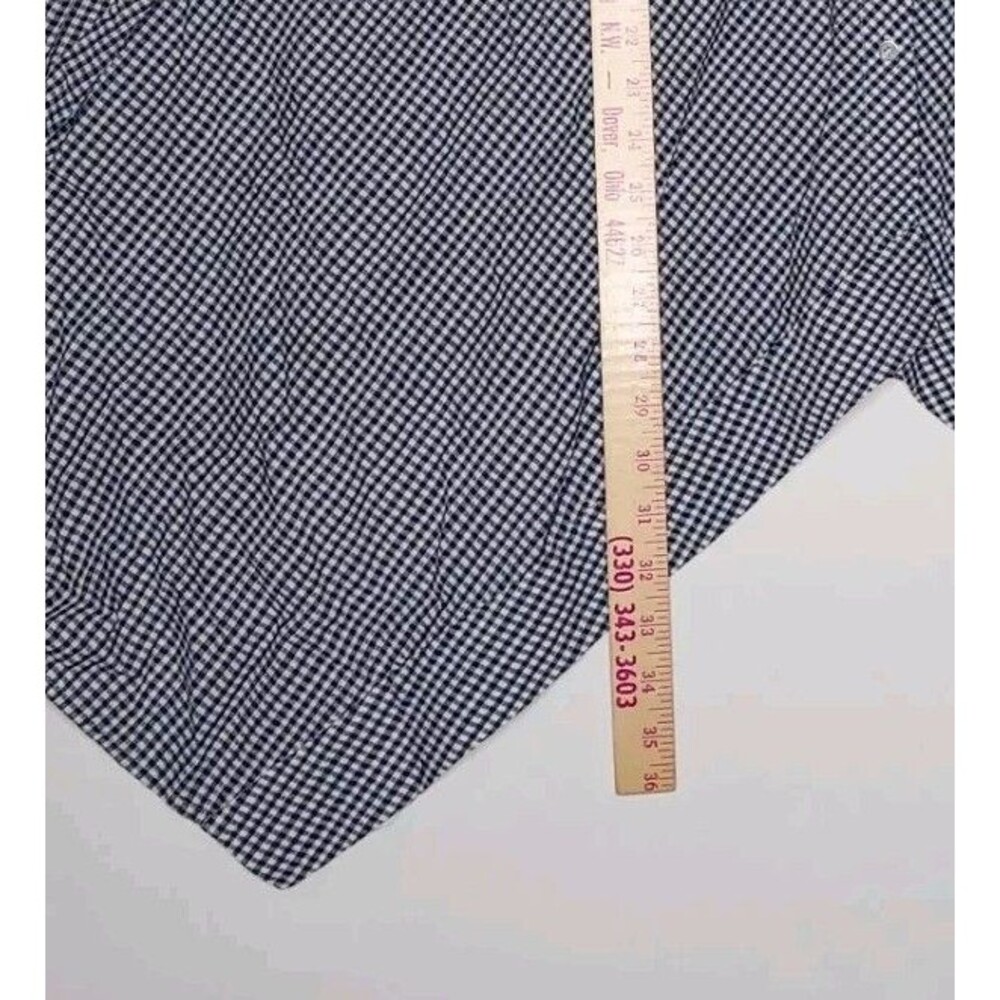 Anne Klein Tunic Button Top Women 3X Blue Gingham Mandarin V-Cut Hem Long Sleeve - Picture 4 of 7